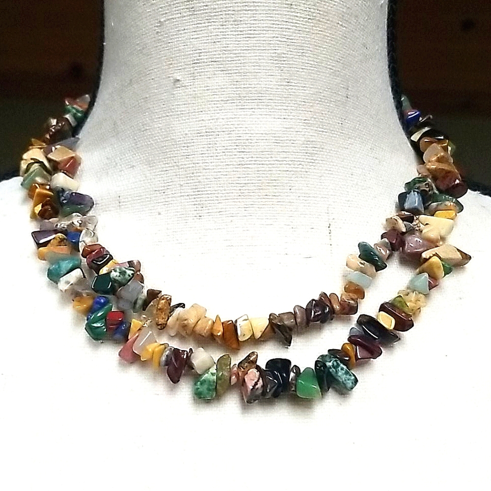 Vintage 1970s Boho Semi-precious Stone Necklace - Picture 1 of 8
